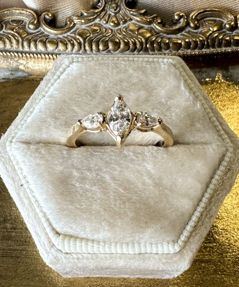 14K Yellow Gold Marquise Lab Grown Diamond Ring