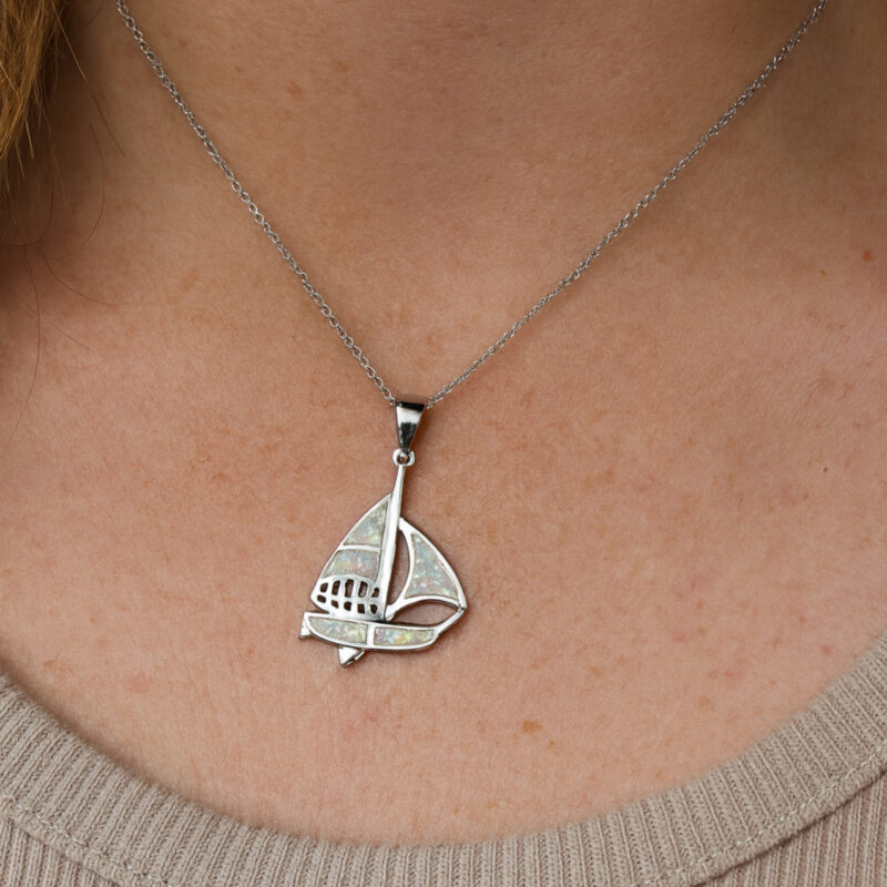 Sterling Silver and Created Opal Necklaces