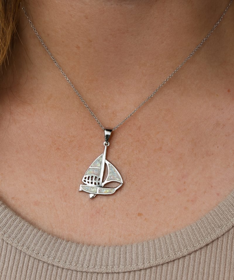 Sterling Silver and Created Opal Necklaces