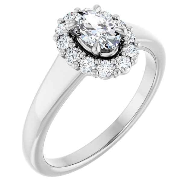Claw-Prong Halo-Style Engagement Ring