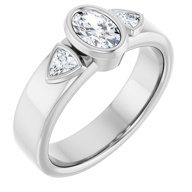 Bezel-Set Three-Stone Engagement Ring