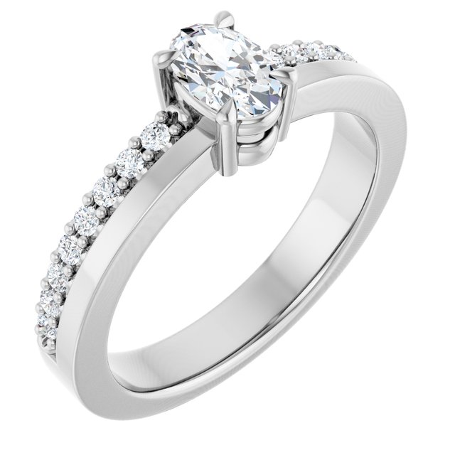 Claw-Prong Accented Engagement Ring