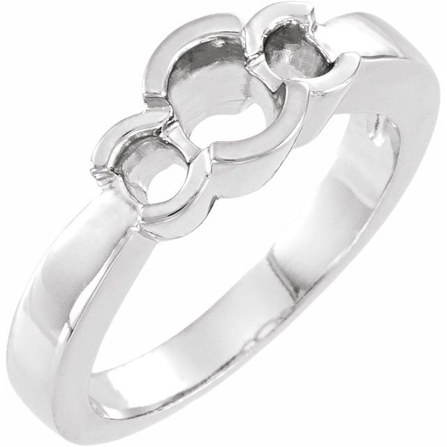 Half-Bezel Three-Stone Engagement Ring or Band