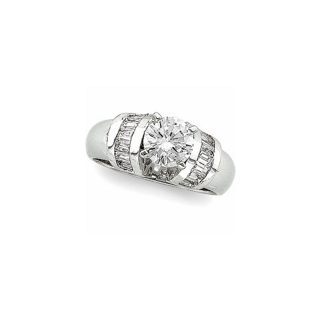 Baguette Accented Engagement Ring or Shank