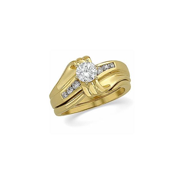 Accented Engagement Ring or Duo Band