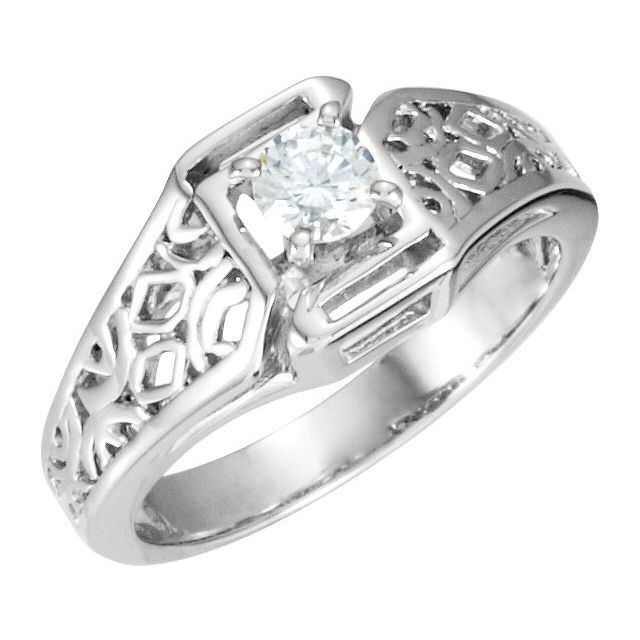 Solitaire Scroll Engagement Ring or Band