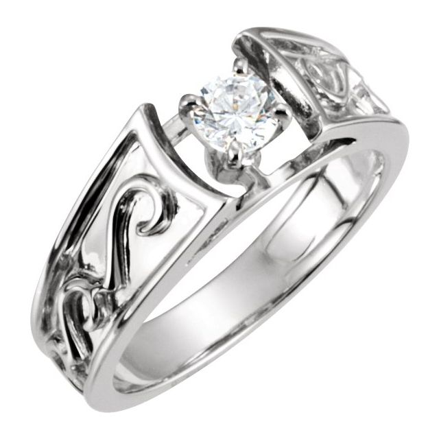 Scroll Solitaire Engagement Ring