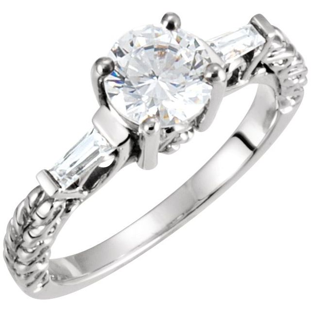 Baguette Accented Engagement Ring