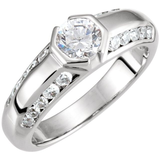 Half-Bezel Accented Engagement Ring or Band