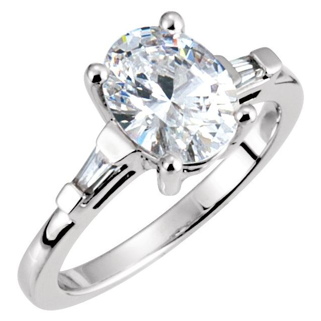 Baguette Accented Engagement Ring