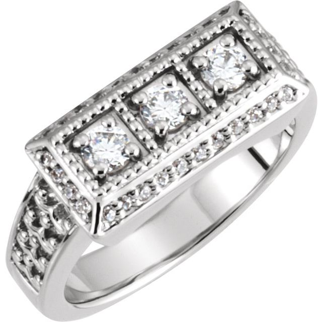 Three-Stone Vintage-Inspired Ring