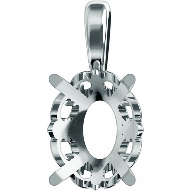 Oval 4-Prong Fleur-de-lis Pendant