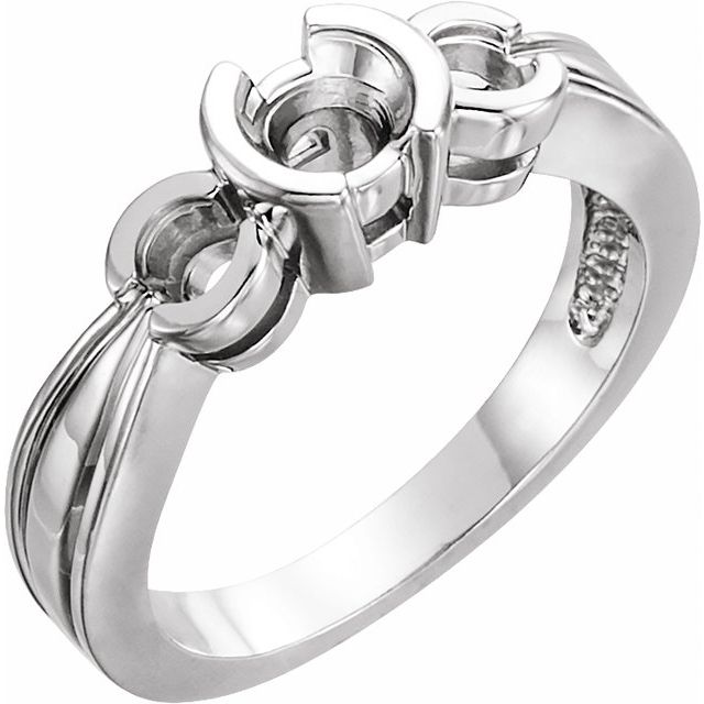Half-Bezel Three-Stone Engagement Ring