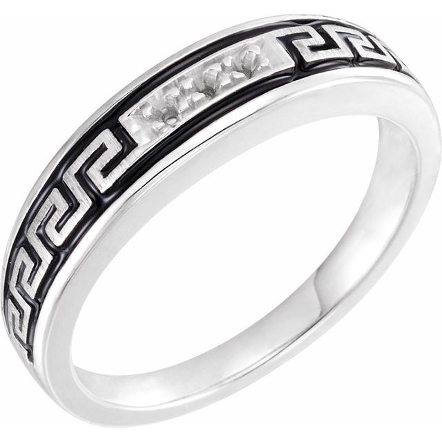 Accented Greek Key Engagement Ring or Band