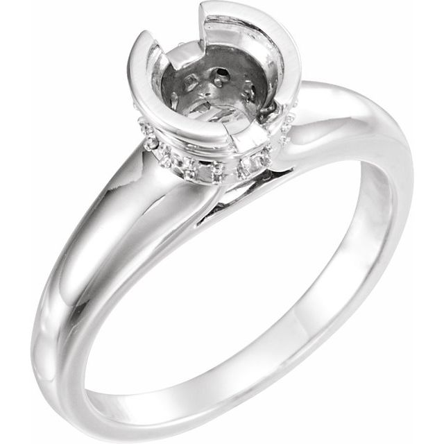 Half-Bezel Accented Engagement Ring