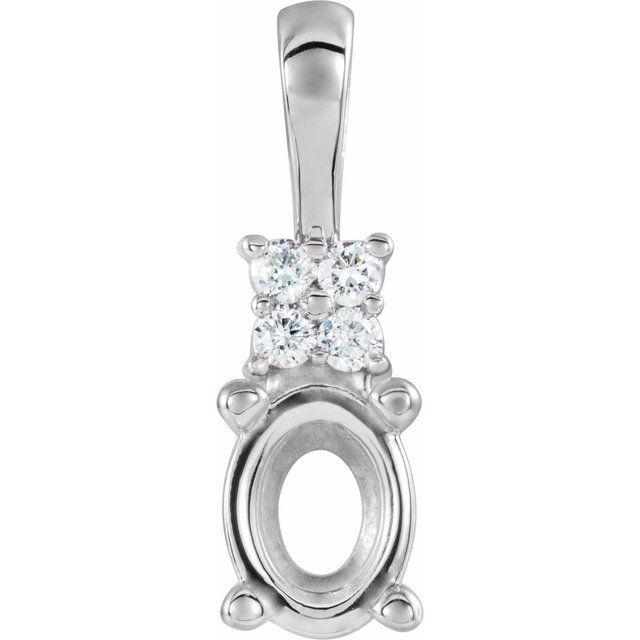 Oval 4-Prong Accented Pendant