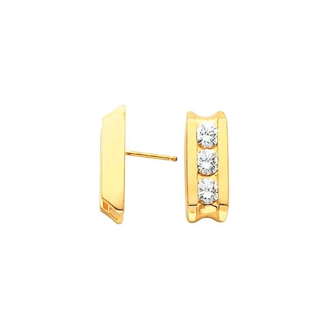 Three-Stone Channel-Set Earrings