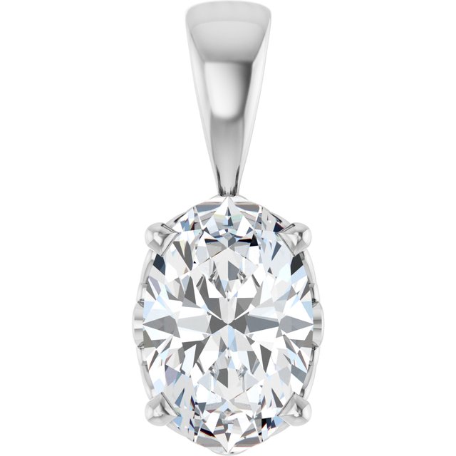 Oval 4-Prong Solitaire Pendant