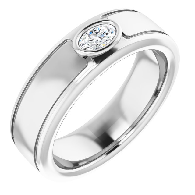 Grooved Bezel-Set Solitaire Band
