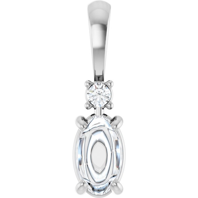 Oval 4-Prong Accented Cabochon Pendant
