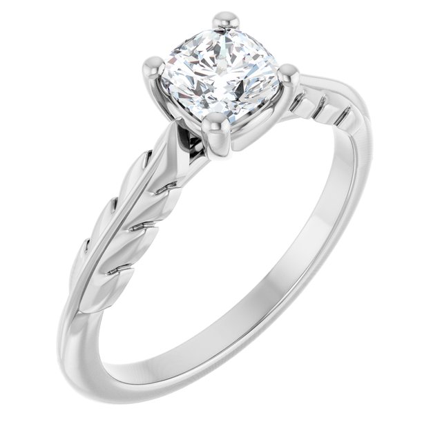 Solitaire Leaf Engagement Ring