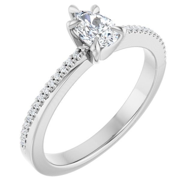 Claw-Prong Accented Engagement Ring
