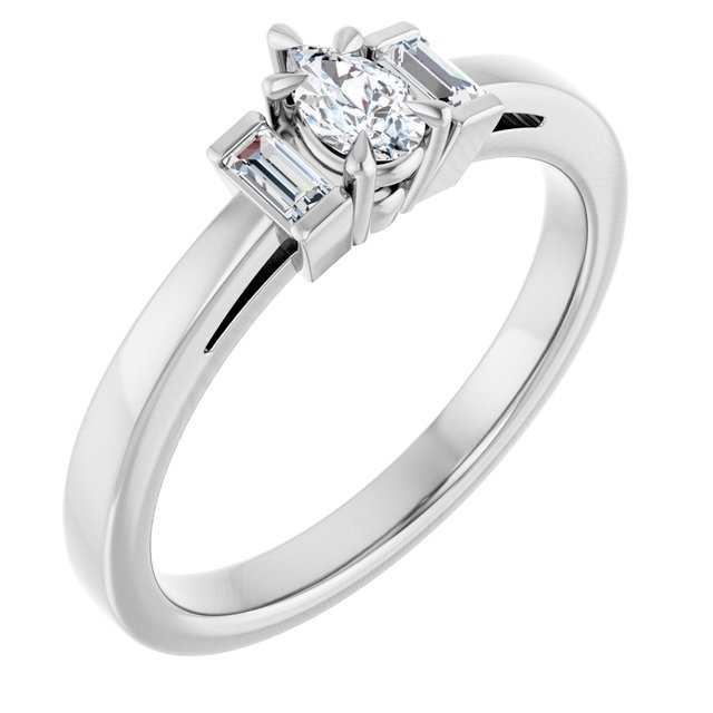 Claw-Prong Three-Stone Engagement Ring or Band