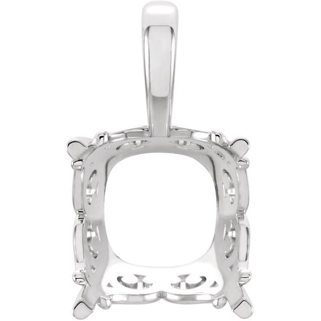 Cushion 4-Prong Vintage-Inspired Scroll Pendant