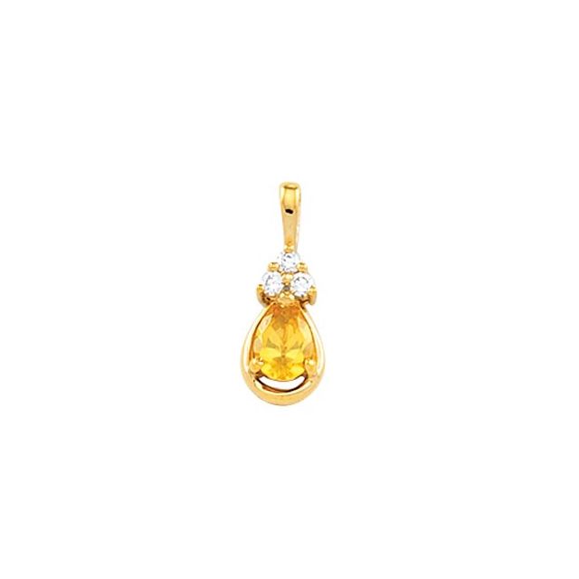 Pear 3-Prong Accented Pendant