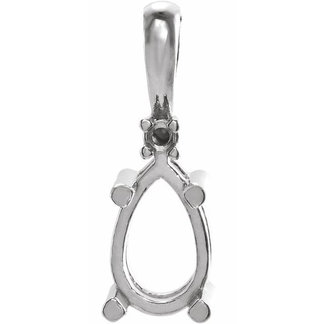 Pear 4-Prong Accented Cabochon Pendant
