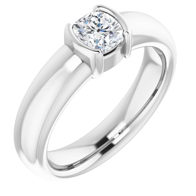 Half-Bezel Solitaire Engagement Ring
