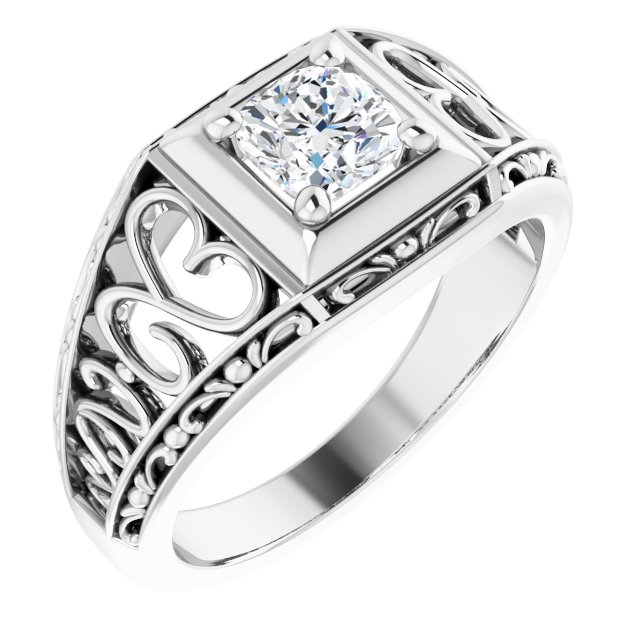 Filigree Heart Solitaire Ring