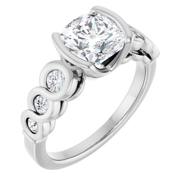 Half-Bezel Accented Engagement Ring