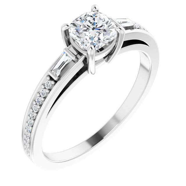 Baguette Accented Engagement Ring or Band
