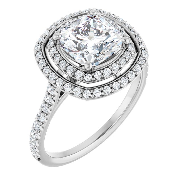 Double Halo-Style Engagement Ring