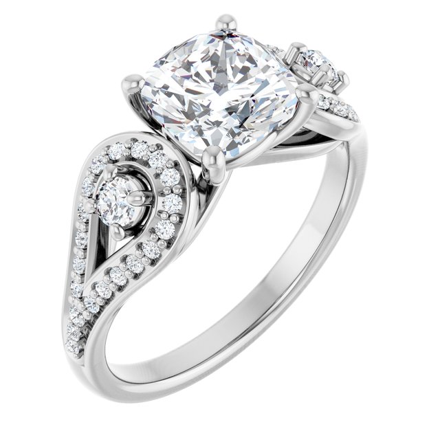 Three-Stone Vintage-Inspired Engagement Ring