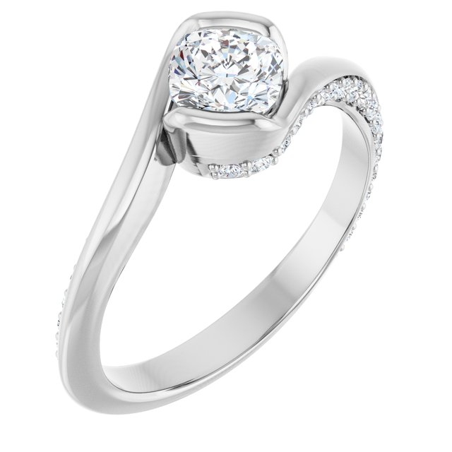 Half-Bezel Accented Bypass Engagement Ring