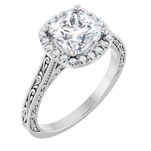 Halo-Style Sculptural Engagement Ring or Band