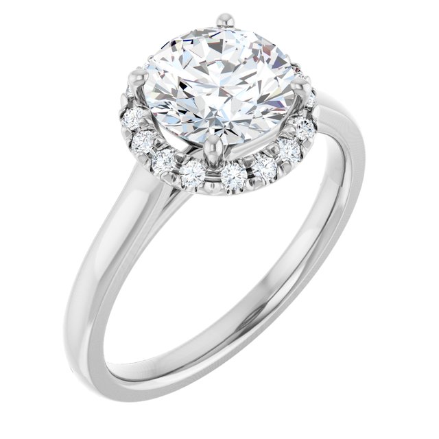 French-Set Halo-Style Engagement Ring